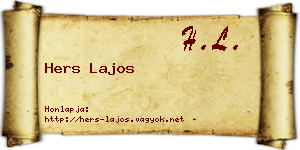 Hers Lajos névjegykártya